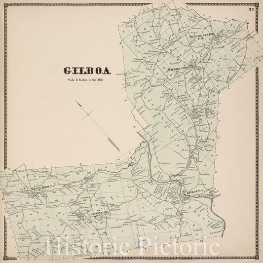 Historic 1866 Map - Gilboa [Township] - Vintage Wall Art