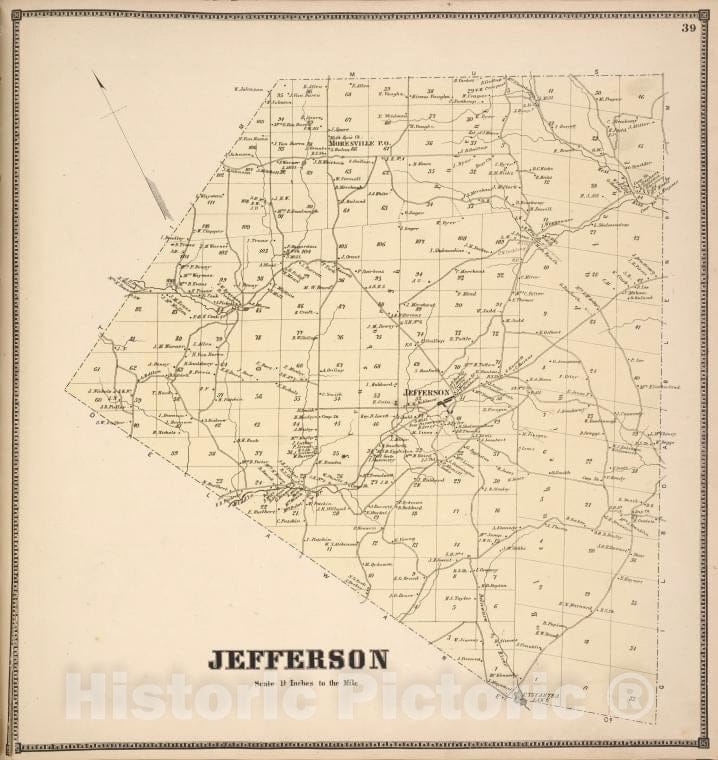 Historic 1866 Map - Jefferson [Township] - Vintage Wall Art