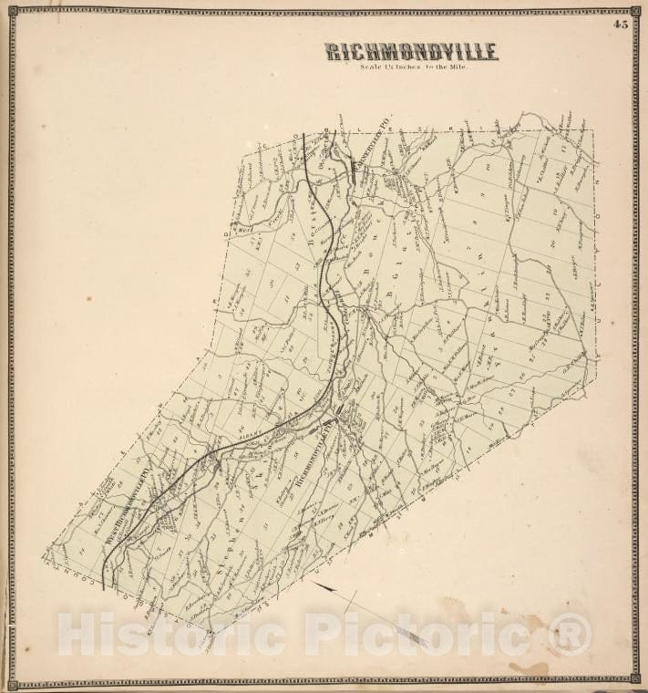 Historic 1866 Map - Richmondville [Township] - Vintage Wall Art