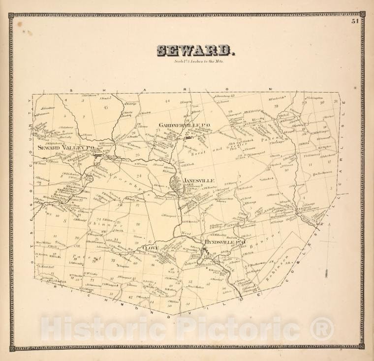 Historic 1866 Map - Seward. [Township] - Vintage Wall Art