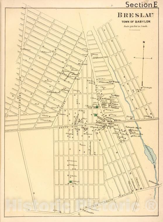 Historic Map - 1888 Suffolk County, New York (N.Y.), Breslau. [Village] - Vintage Wall Art
