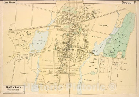 Historic Map - 1888 Suffolk County, New York (N.Y.), Babylon. [Village] - Vintage Wall Art