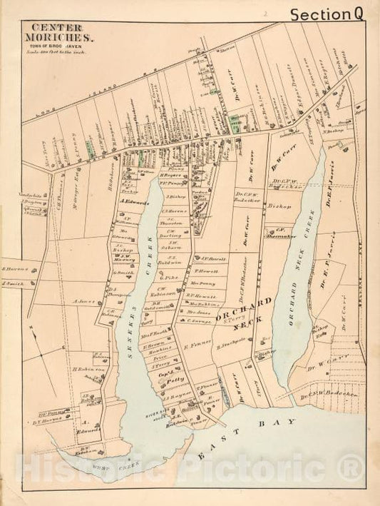 Historic Map - 1888 Suffolk County, Center Moriches. - Vintage Wall Art