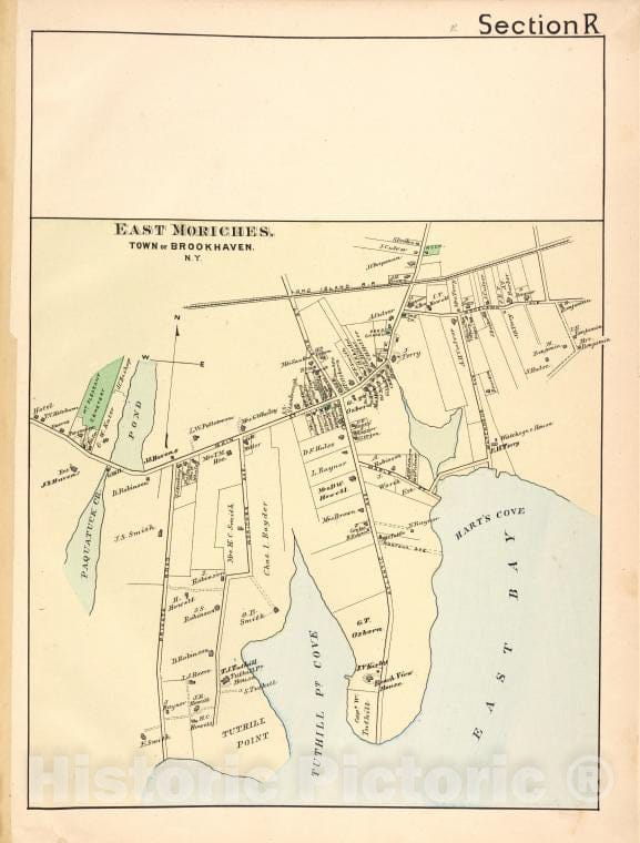 Historic Map - 1888 Suffolk County, East Moriches. - Vintage Wall Art
