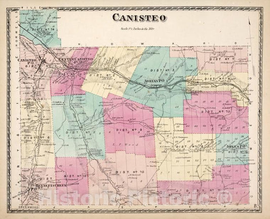 Historic 1873 Map - Canisteo [Township] - Vintage Wall Art