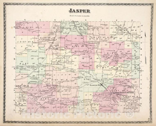 Historic 1873 Map - Jasper [Township] - Vintage Wall Art