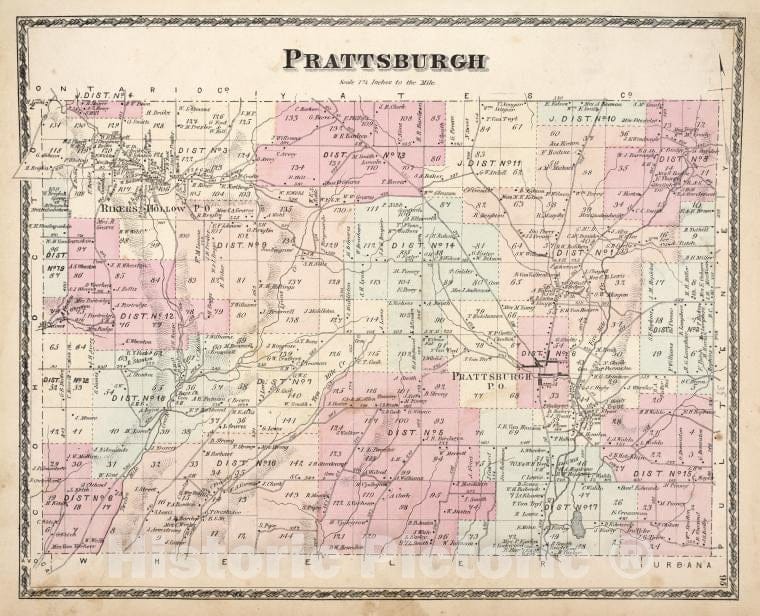 Historic 1873 Map - Prattsburgh [Township] - Vintage Wall Art