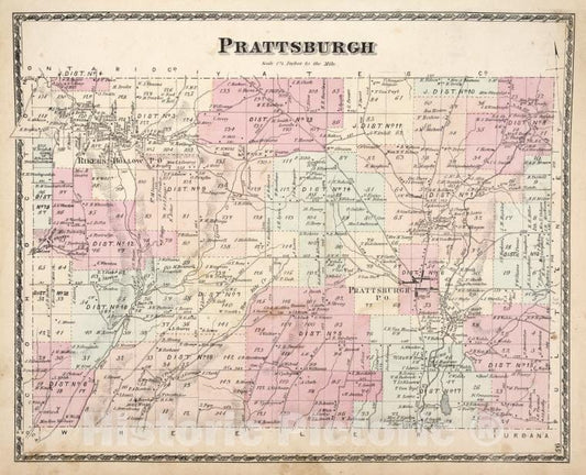 Historic 1873 Map - Prattsburgh [Township] - Vintage Wall Art