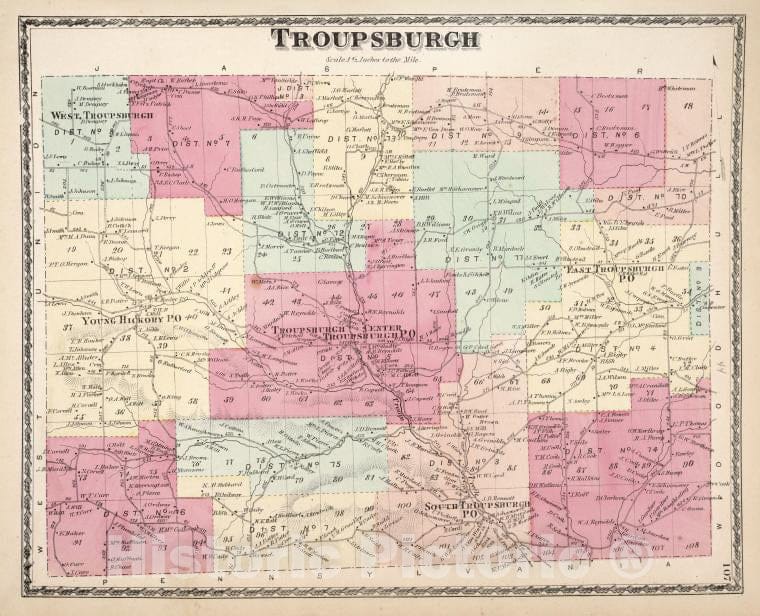 Historic 1873 Map - Troupsburgh [Township] - Vintage Wall Art