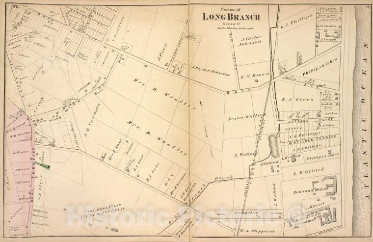 Historic Map - 1873 Portion Of Long Branch [Village] - Vintage Wall Art