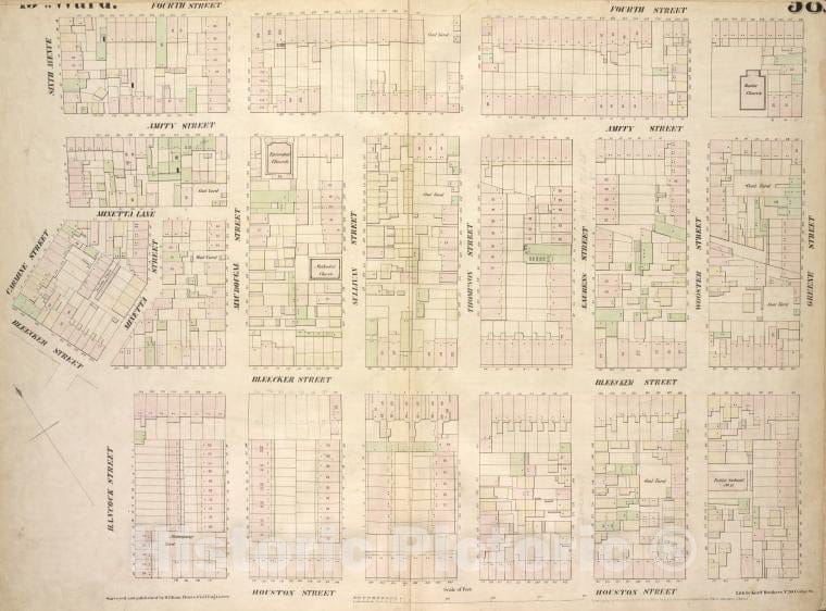 Historic 1854 Map - [Plate 58: Map Bounded By West 4Th Street, East 4Th Street, Gree - Vintage Wall Art