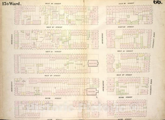 Historic 1854 Map - [Plate 66: Map Bounded By West 14Th Street, East 14Th Street, Un - Vintage Wall Art