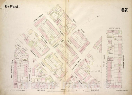 Historic 1854 Map - [Plate 67: Map Bounded By West 4Th Street, Perry Street, Seventh - Vintage Wall Art