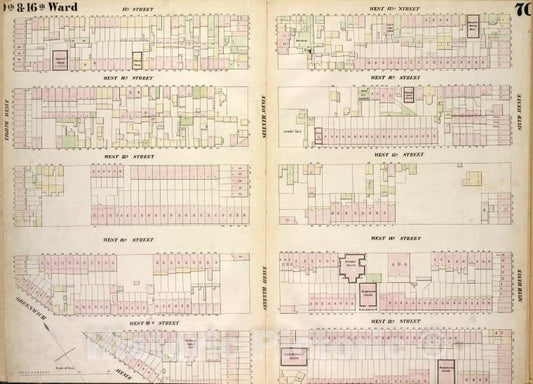 Historic 1854 Map - [Plate 70: Map Bounded By West 17Th Street, Sixth Avenue, West 1 - Vintage Wall Art