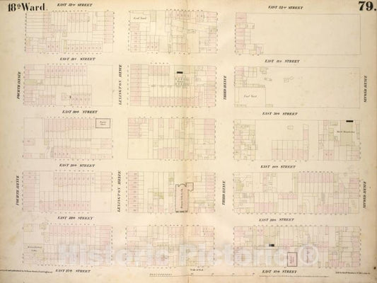 Historic 1854 Map - [Plate 79: Map Bounded By East 32Nd Street, Second Avenue, East - Vintage Wall Art