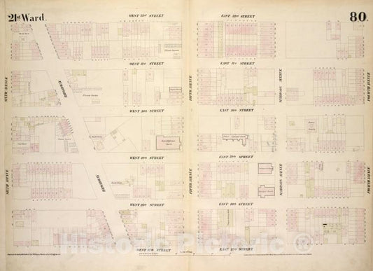 Historic 1854 Map - [Plate 80: Map Bounded By West 32Nd Street, East 32Nd Street, Fo - Vintage Wall Art