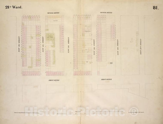 Historic 1854 Map - [Plate 81: Map Bounded By Second Avenue, East 37Th Street, First - Vintage Wall Art