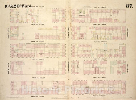 Historic 1854 Map - [Plate 87: Map Bounded By West 27Th Street, Sixth Avenue, West 2 - Vintage Wall Art