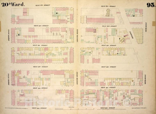Historic 1854 Map - [Plate 93: Map Bounded By West 37Th Street, Sixth Avenue, West 3 - Vintage Wall Art