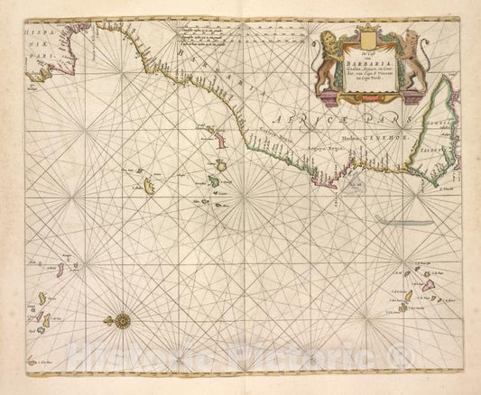 Historic Map - 1672 Cape Verde, De Cust Van Barbaria, Gualata, Arguyn, En Geneheo, Van Capo Verde. - Vintage Wall Art
