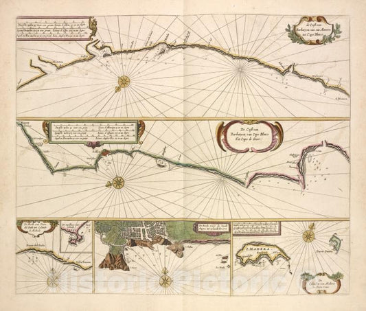 Historic Map - 1672 Morocco, Madeira Islands, De Cust Van Barbaryen Van Out Mamora Tot Capo Blanco, En Van Capo Blanco Tot Capo De Geer. - Vintage Wall Art
