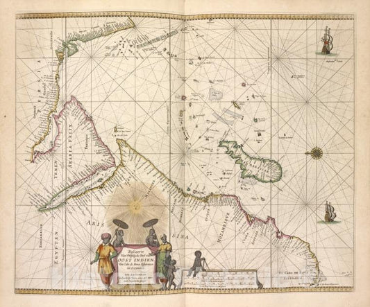 Historic Map - 1672 Madagascar, Pascaerte Van Westelijcke Deel Van Oost Indien, Van Cabo De Bona Esperanca Tot C. Comorin. - Vintage Wall Art