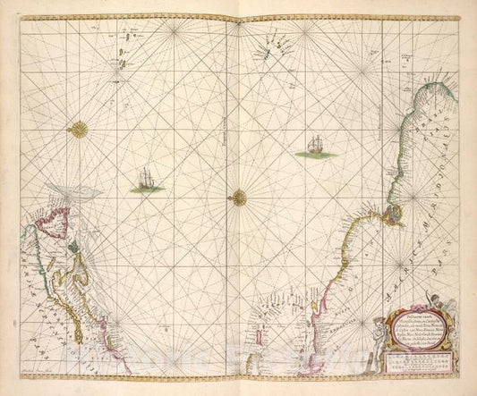 Historic 1672 Map - Pascaerte Van Vlaemsche, Soute, En Caribesche Eylanden, Als Mede - Vintage Wall Art