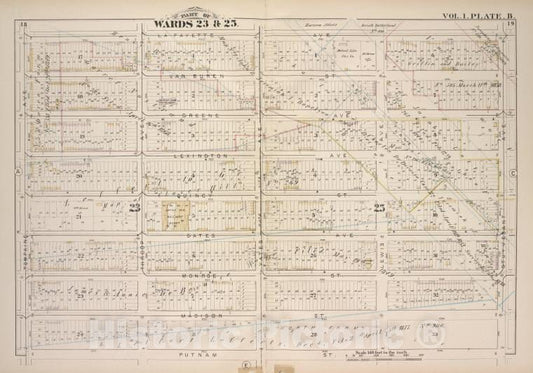 Historic Map - 1880 Brooklyn (New York, N.Y.), Bounded By Lafayette Ave, Stuyvesant Ave, Putnam Ave, Tompkins Ave; - Vintage Wall Art