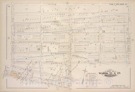 Historic Map - 1880 Brooklyn (New York, N.Y.), Bounded By Putnam Ave, Stuyvesant Ave, Decatur St Tates Ave, Herkimer St Brooklyn Ave, Tompkins Ave; - Vintage Wall Art