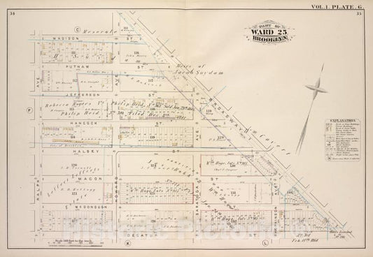 Historic Map - 1880 Brooklyn (New York, N.Y.), Bounded By Madison St Broadway, Decatur St Ralph Ave; ] - Vintage Wall Art