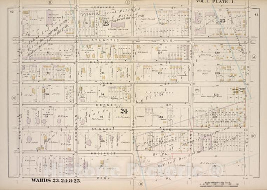 Historic Map - 1880 Brooklyn (New York, N.Y.), Herkimer St Troy Ave, Park Pl, New York Ave; - Vintage Wall Art