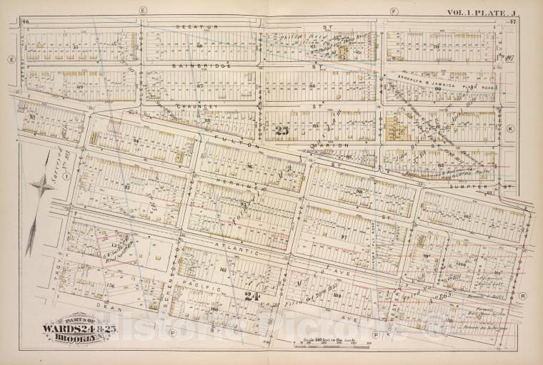 Historic Map - 1880 Brooklyn (New York, N.Y.), Decatur St Patchen Ave, Buffalo Ave, Pacific Ave, Dean St Troy Ave, Yates Ave; - Vintage Wall Art