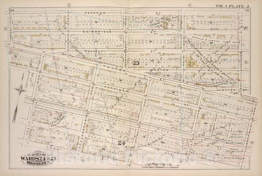 Historic Map - 1880 Brooklyn (New York, N.Y.), Decatur St Patchen Ave, Buffalo Ave, Pacific Ave, Dean St Troy Ave, Yates Ave; - Vintage Wall Art