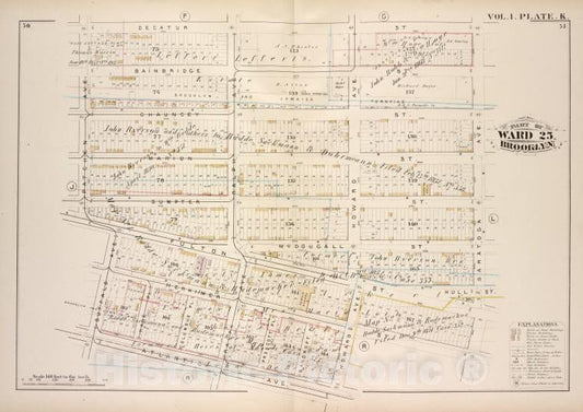 Historic Map - 1880 Brooklyn (New York, N.Y.), Decatur St Saratoga Ave, Herkimer St Howard Ave, Atlantic Ave, Buffalo Ave, Patchen Ave; - Vintage Wall Art