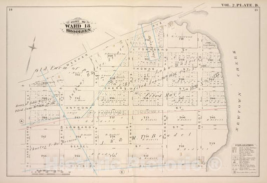 Historic Map - 1880 Brooklyn (New York, N.Y.), Meeker Ave, Newtown Creek, Division Pl, Vandervoort Ave; ] - Vintage Wall Art