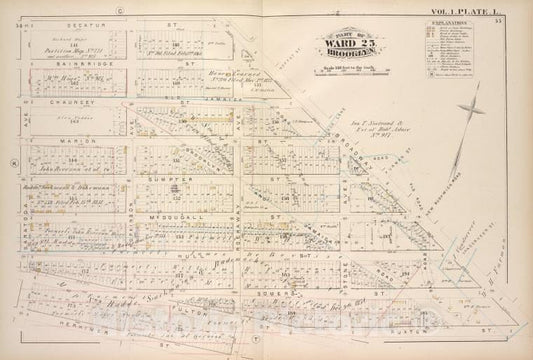 Historic Map - 1880 Brooklyn (New York, N.Y.), Decatur St Broadway, Ruxton St Rockaway Ave, Herkimer St Saratoga Ave; - Vintage Wall Art