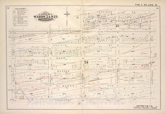 Historic Map - 1880 Brooklyn (New York, N.Y.), Atlantic, Herkimer Hopkinson, Prospect Pl, Buffalo ; Pacific Dean Bergen Marks, Ralph, Howard, Saratoga A - Vintage Wall Art