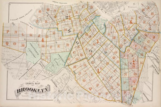 Historic 1880 Map - Index Map Of Brooklyn - Brooklyn (New York, N.Y.) - New York (State) - Volume 2 - Vintage Wall Art
