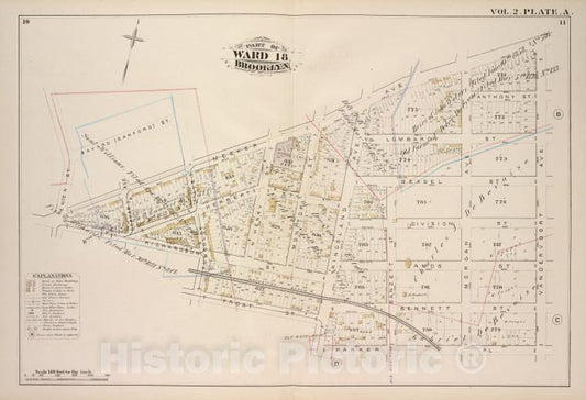 Historic Map - 1880 Brooklyn (New York, N.Y.),Bayard St Meeker Ave, Vandervoort Ave, Parker Pl, Kingsland Ave, Frost St Humboldt Ave, Richardson St Ewen St; - Vintage Wall Art