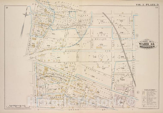 Historic Map - 1880 Brooklyn (New York, N.Y.), Frost St Kingsland Ave, Parker Pl, Vandervoort, Grant St Bushwick Ave, Humboldt St; - Vintage Wall Art