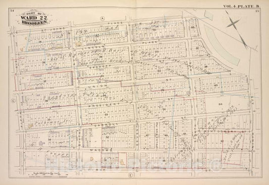 Historic Map - 1880 Brooklyn (New York, N.Y.), St. Johns Place, Plaza, Ninth Ave, First St Fifth Ave; - Vintage Wall Art