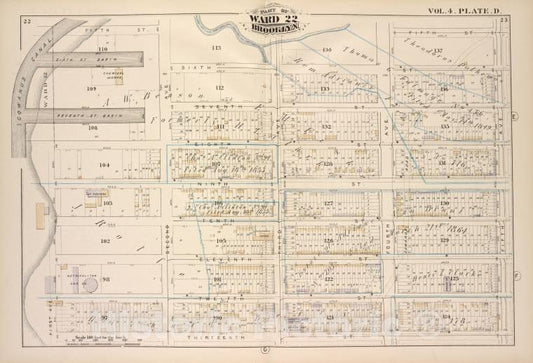 Historic Map - 1880 Brooklyn (New York, N.Y.), Fifth St Sixth St Fifth Ave, Thirteenth St First Ave, Gowanus Canal; - Vintage Wall Art