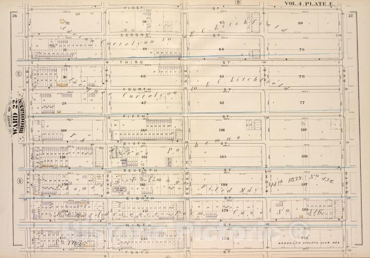 Historic Map - 1880 Brooklyn (New York, N.Y.), First St Ninth Ave, Tenth St Fifth Ave; ] - Vintage Wall Art