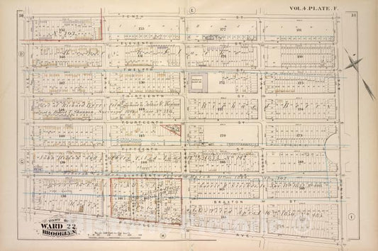 Historic Map - 1880 Brooklyn (New York, N.Y.), Tenth St Ninth Ave, Prospect Ave, Fifth Ave; - Vintage Wall Art