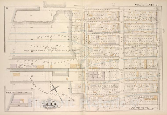 Historic Map - 1880 Brooklyn (New York, N.Y.), Twentieth St Fifth Ave, Twenty-Eighth St Gowanus Bay, Vintage Wall Art