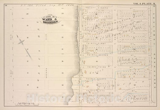 Historic Map - 1880 Brooklyn (New York, N.Y.), Twenty-Eighth St Fifth Ave, Thirty-Sixth St First Ave; Twenty-Ninth St Thirtieth St Thirty-First St Thirty-Se - Vintage Wall Art