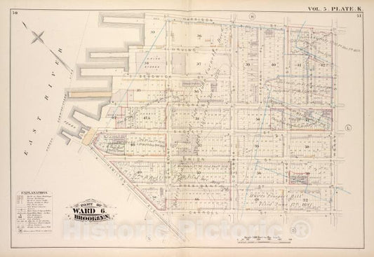 Historic Map - 1880 Brooklyn (New York, N.Y.), Harrison St Henry St Carroll St Hamilton Ave, East River; Irving St Sedgwick St Degraw St Sackett St Union S - Vintage Wall Art