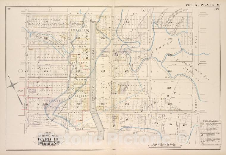 Historic Map - 1880 Brooklyn (New York, N.Y.), Butler St Fourth Ave, First St Hoyt St; - Vintage Wall Art