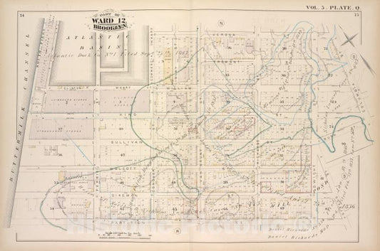 Historic Map - 1880 Brooklyn (New York, N.Y.), Atlantic Basin, Verona St Columbia St Otsego St Partition St Buttermilk Channel; - Vintage Wall Art