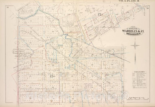 Historic Map - 1880 Brooklyn (New York, N.Y.), Van Cott Ave, Van Pelt Ave, Monitor St Meeker Ave, Richardson St Humboldt St Conselyea St Union Ave; - Vintage Wall Art